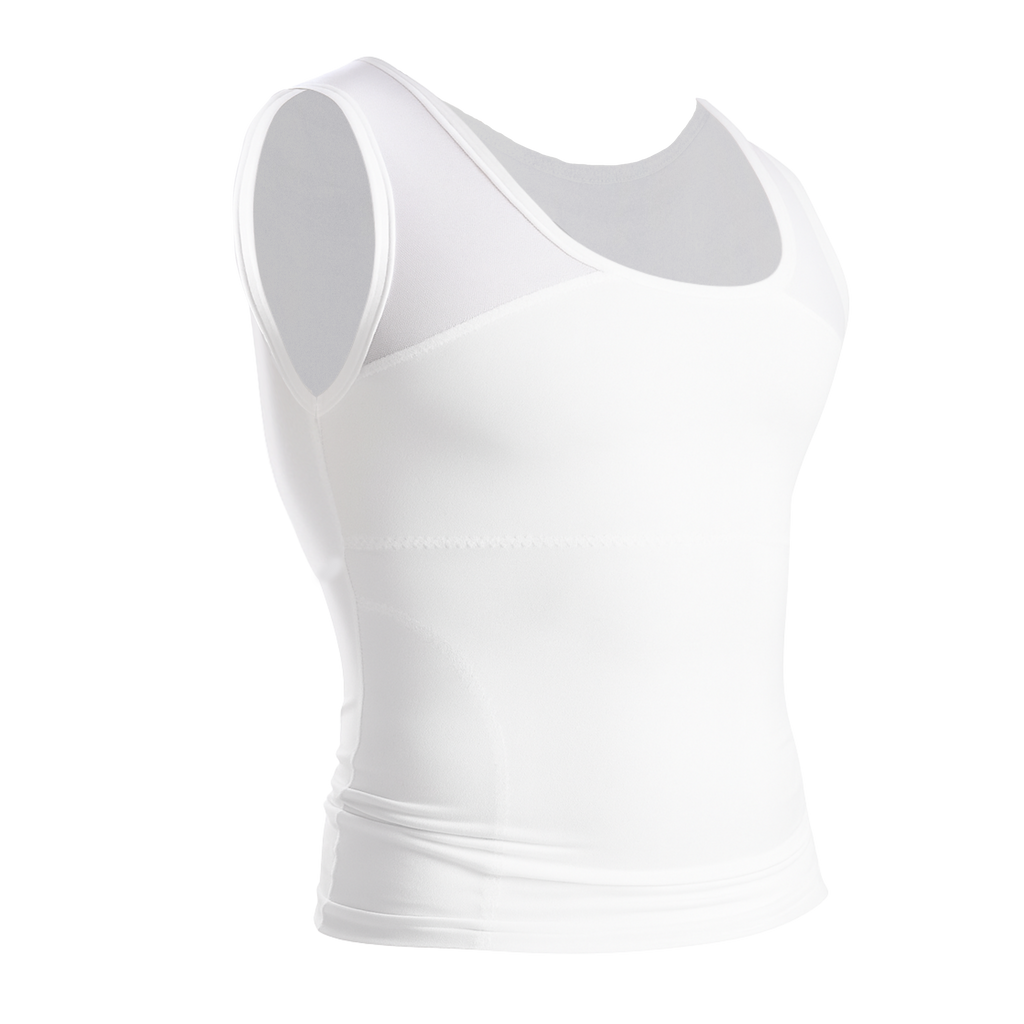White 11X Pickleball Support Compression Undershirt, angled front view